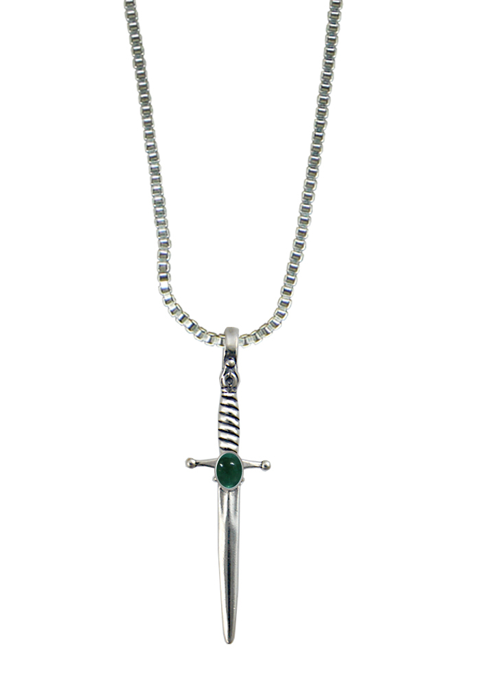 Sterling Silver Detailed French Sword Pendant With Fluorite